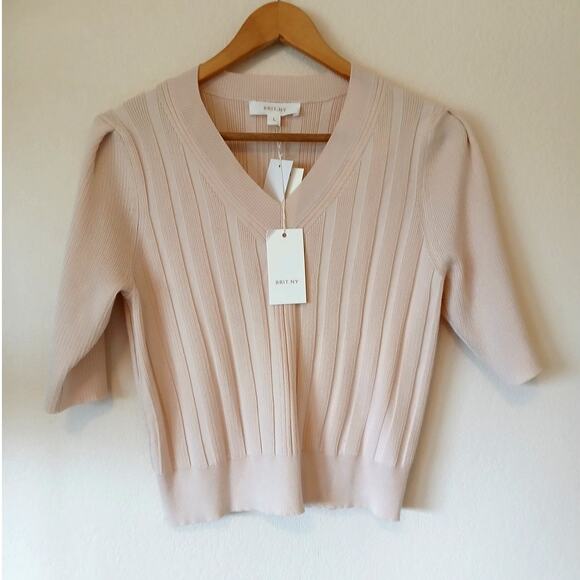 Brit NY Knit Sweater top Light pink new with tags - Picture 1 of 5